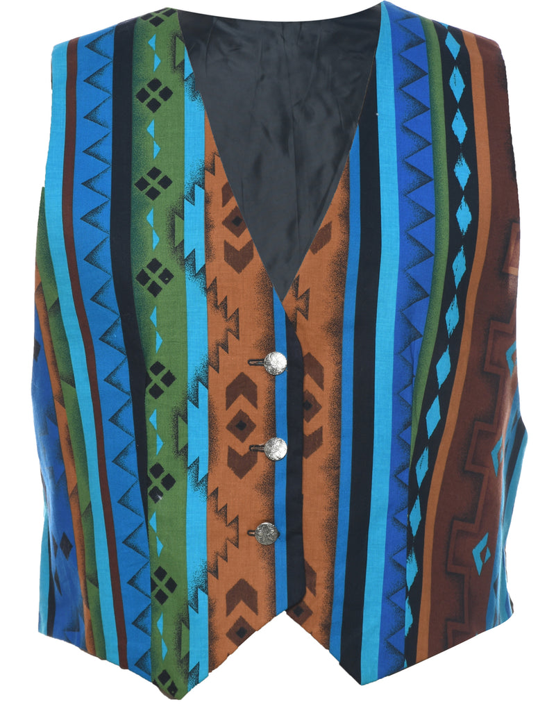 Aztec Print Waistcoat - L