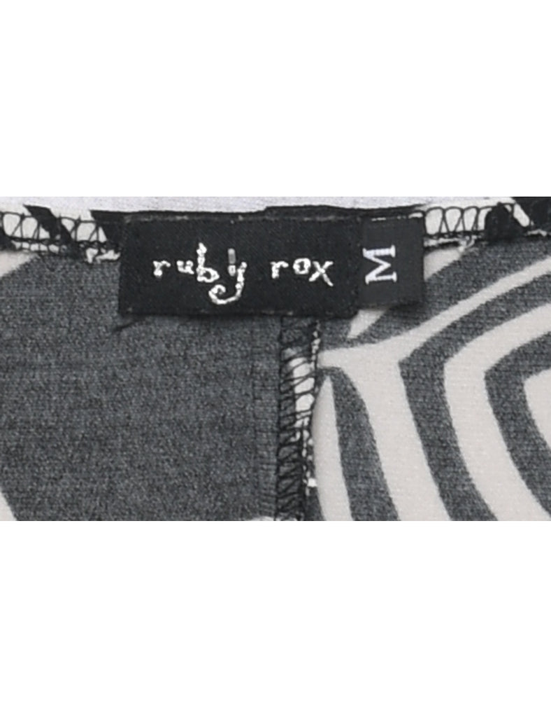 Backless Halter Black & White Dress - S