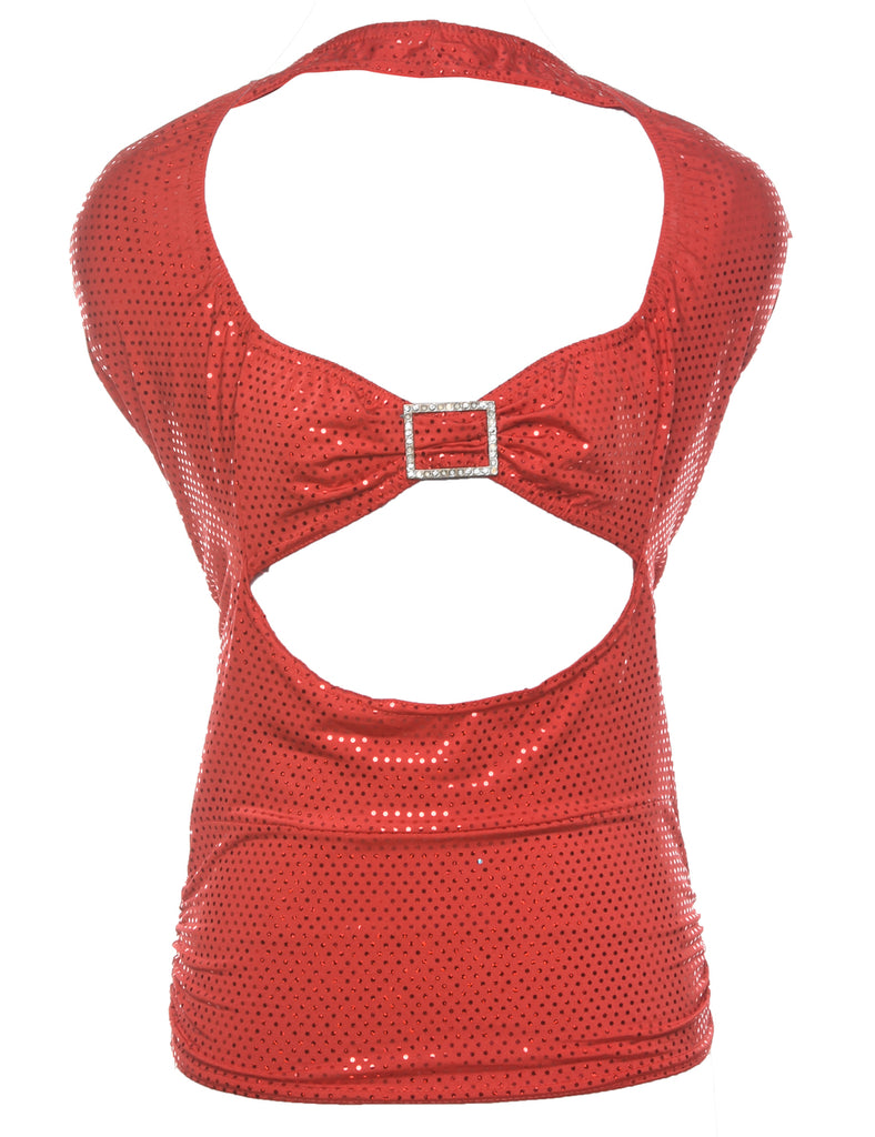 Backless Sequins Red Evening Top - XS