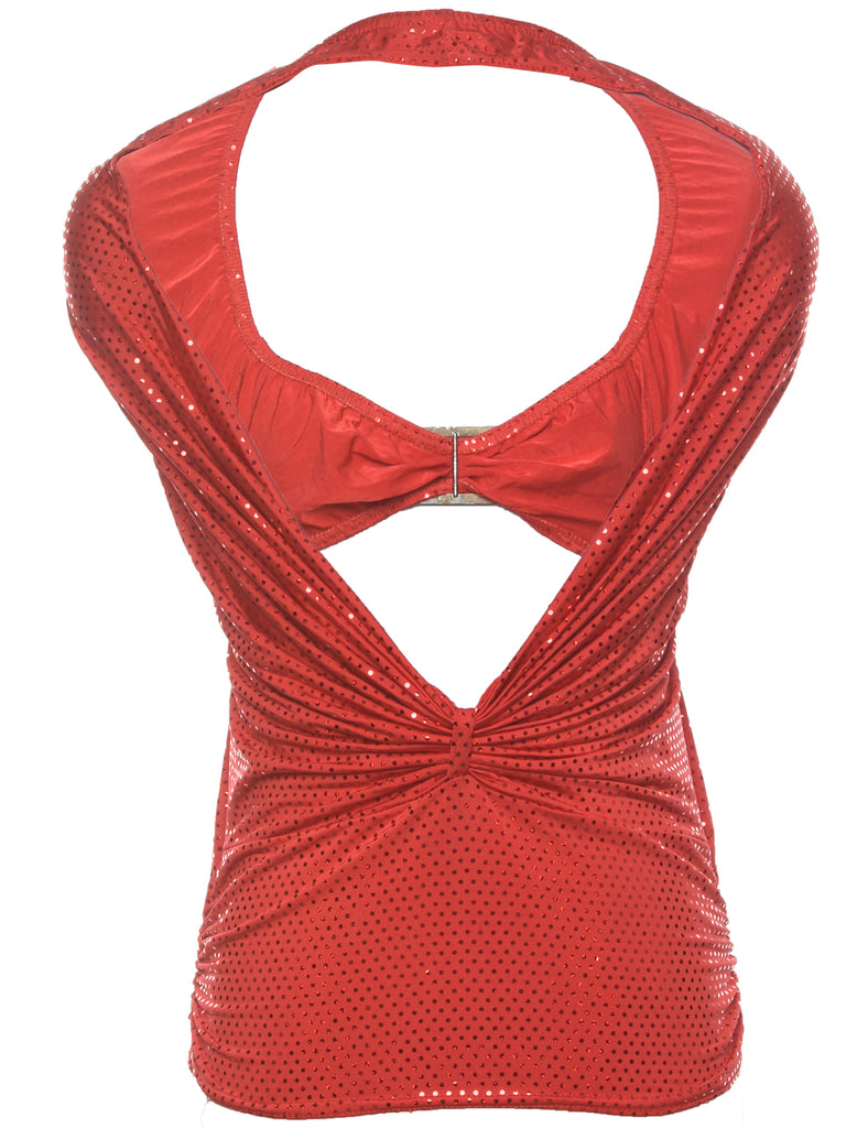 Backless Sequins Red Evening Top - XS