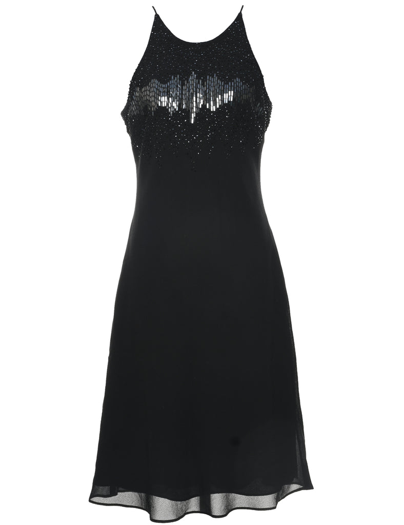 Beaded Black Evening Dress - M