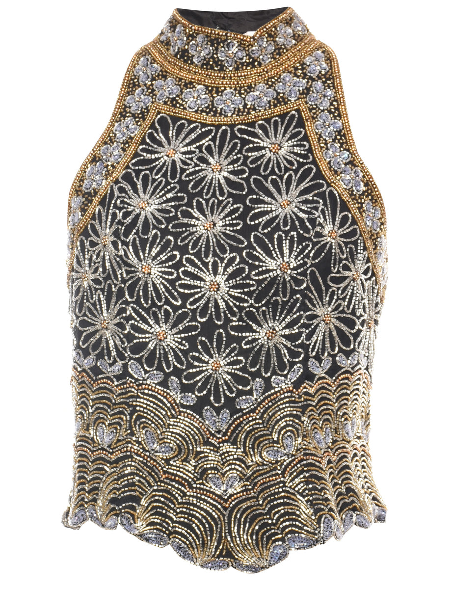 Ladies beaded evening tops sales