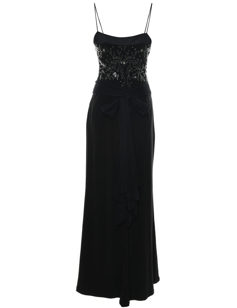 Beaded Black & Gold Sparkly Evening Dress - M