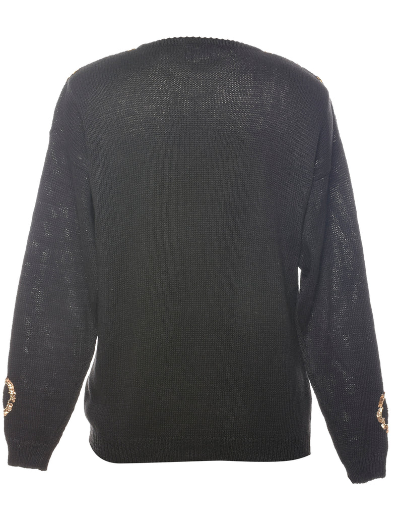 Beaded Black Jumper - L