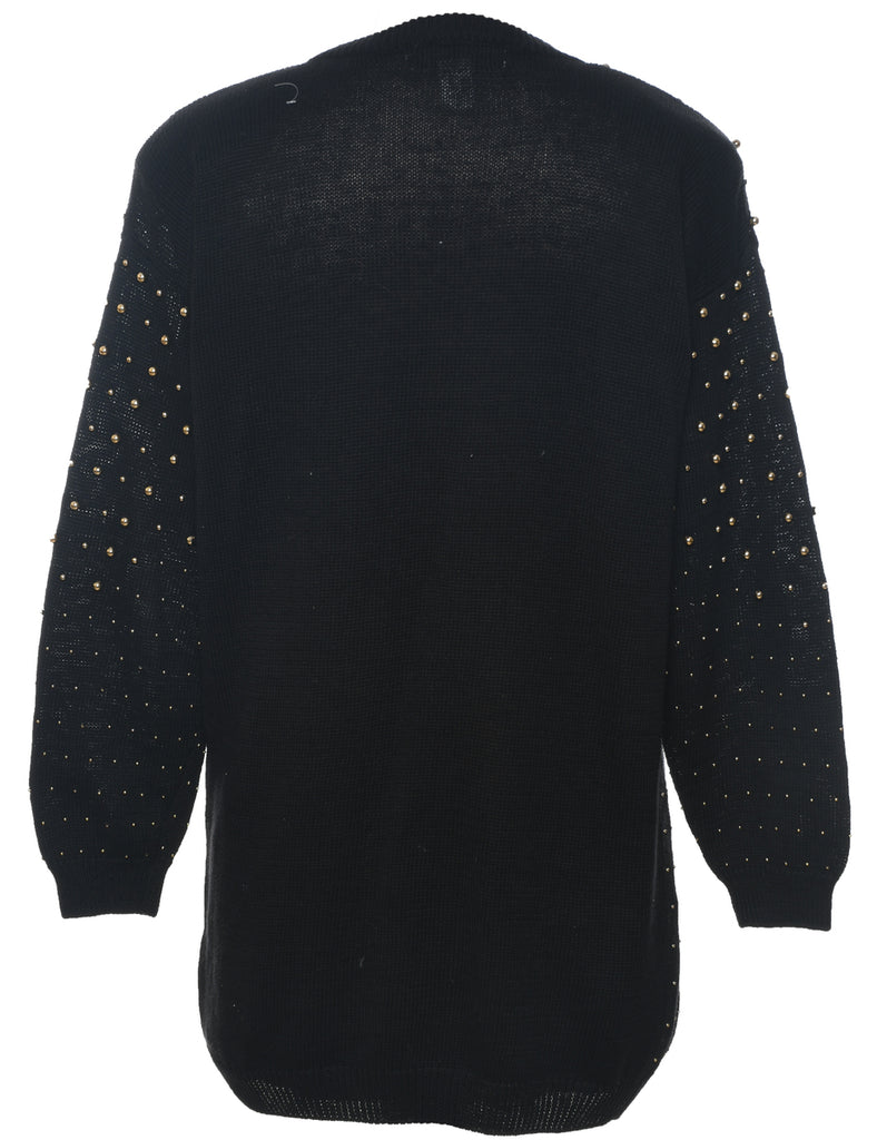 Beaded Black Jumper - M