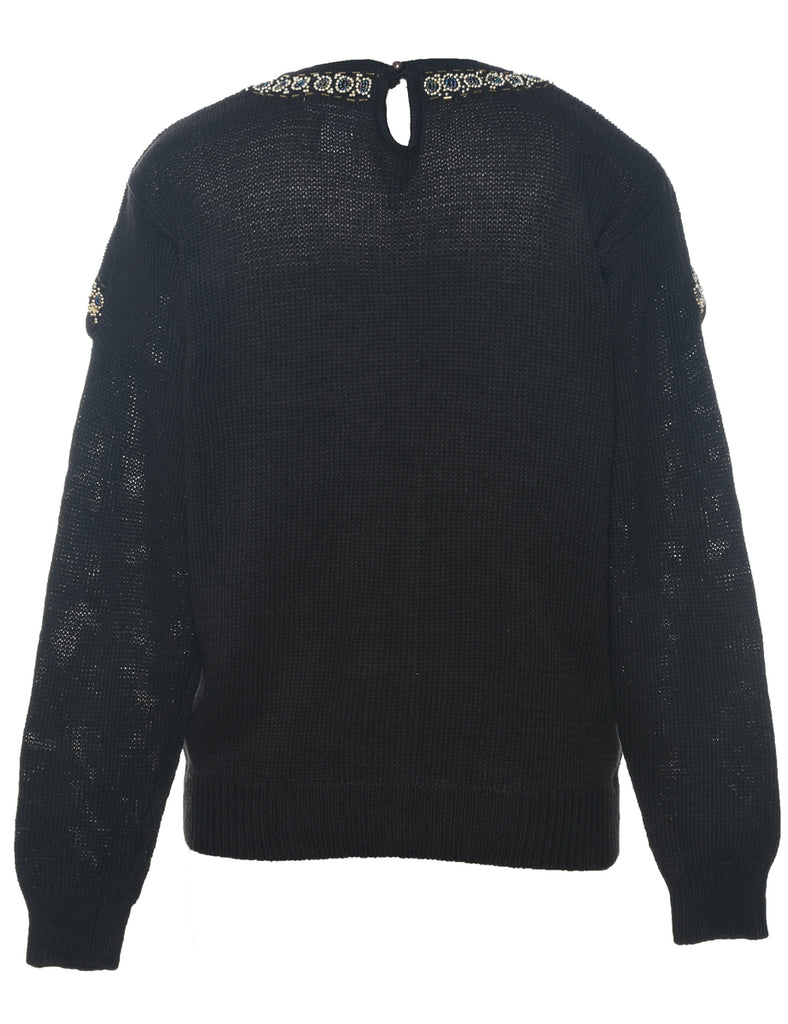 Beaded Black Jumper - L