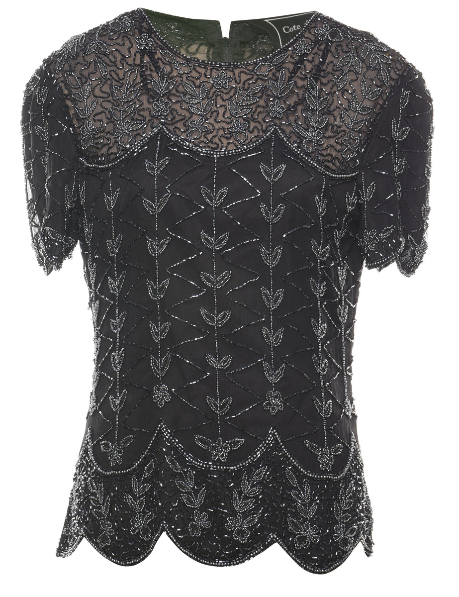 Silver beaded evening top 2025