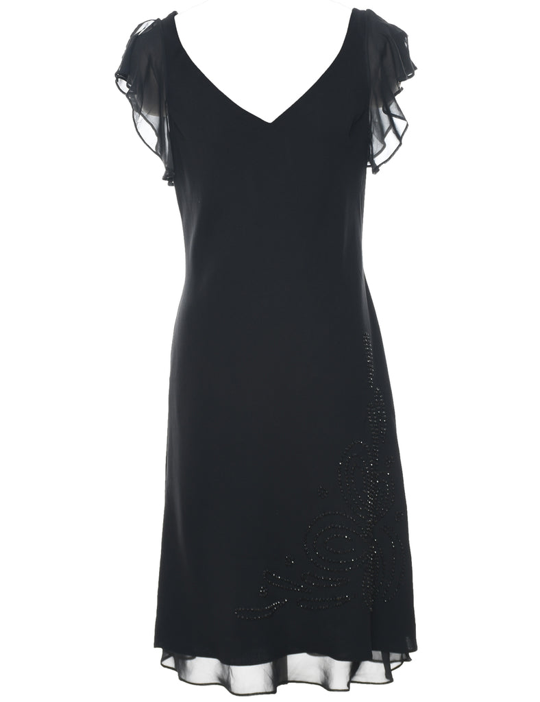 Beaded Black Sparkly Evening Dress - L