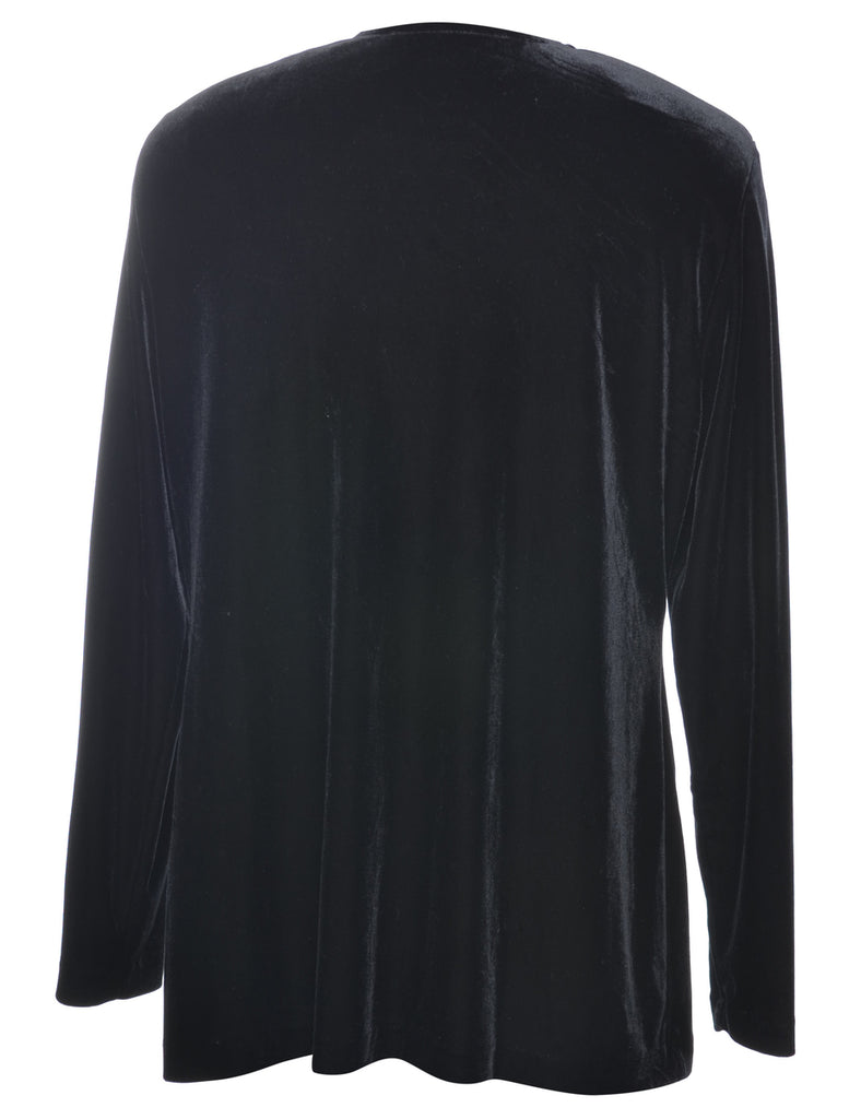 Beaded Black Velvet Evening Jacket - M