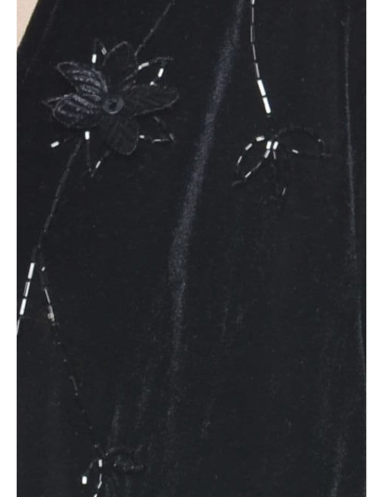 Beaded Black Velvet Evening Jacket - M
