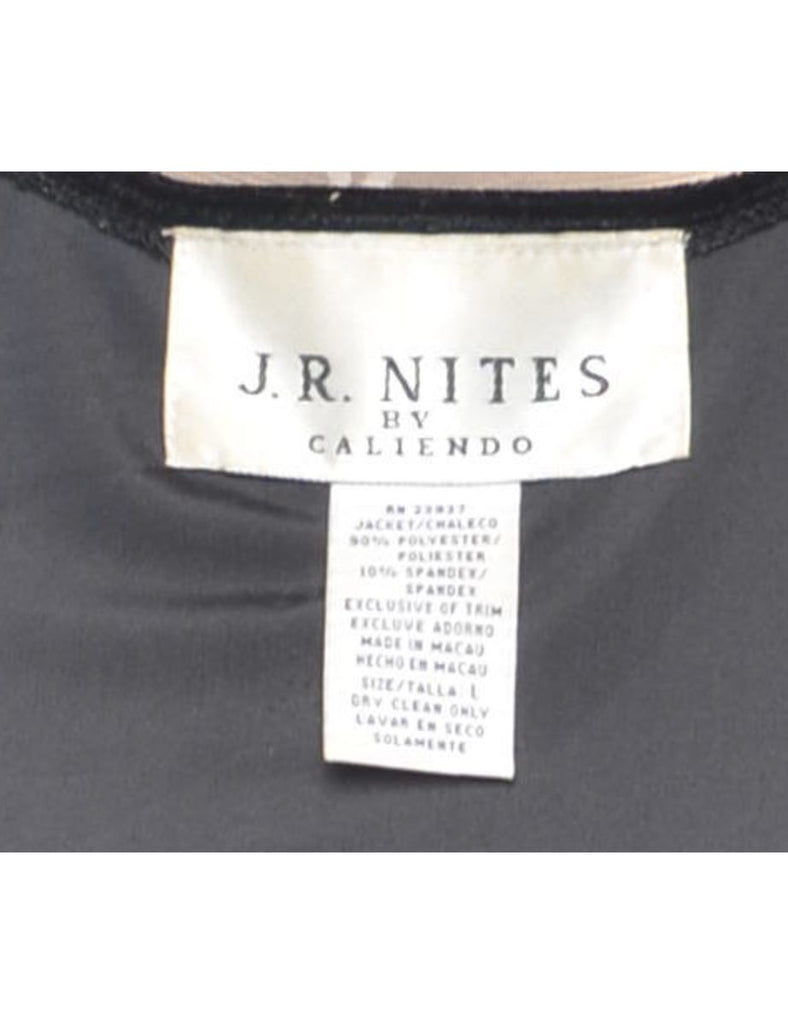 Beaded Black Velvet Evening Jacket - M