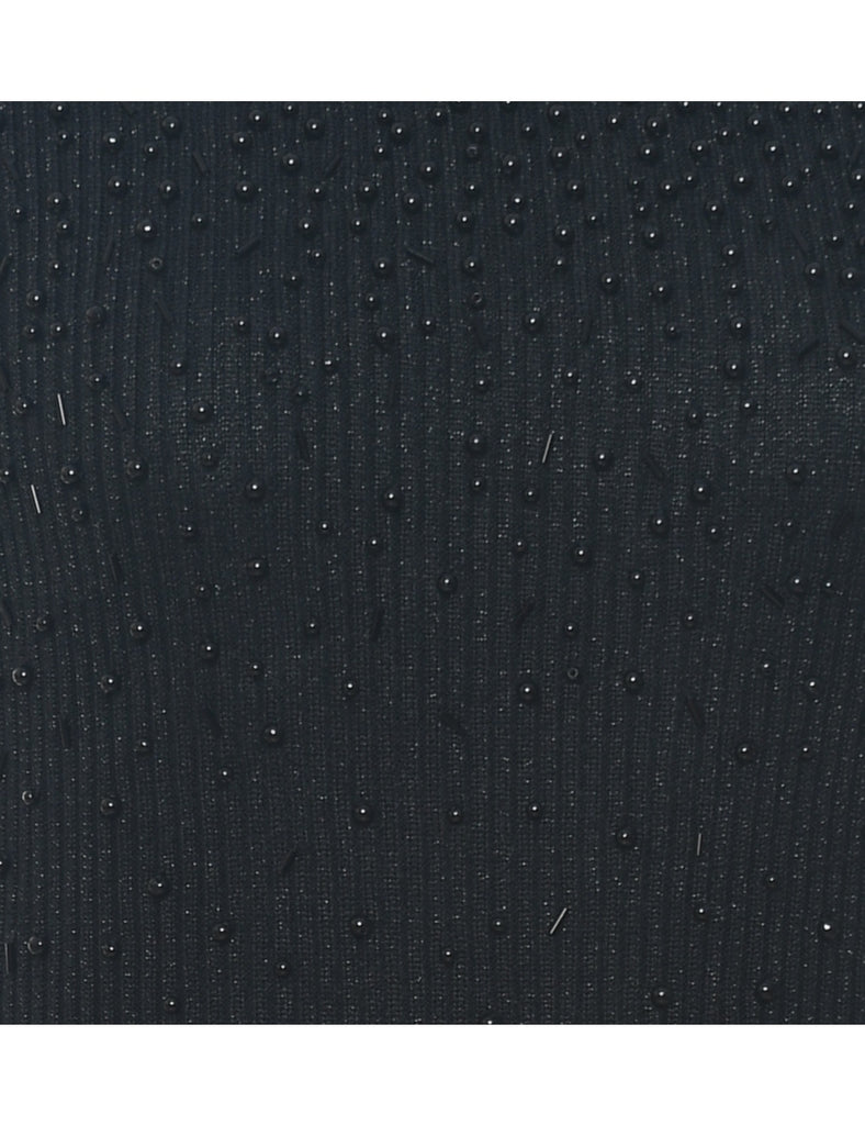 Beaded Black Vest - S