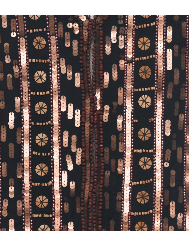Beaded bLACK Waistcoat - L