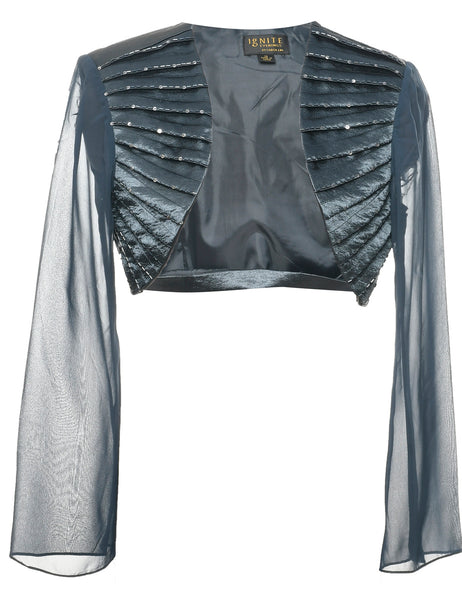 Women's Beaded Bolero Jacket Grey, L | Beyond Retro