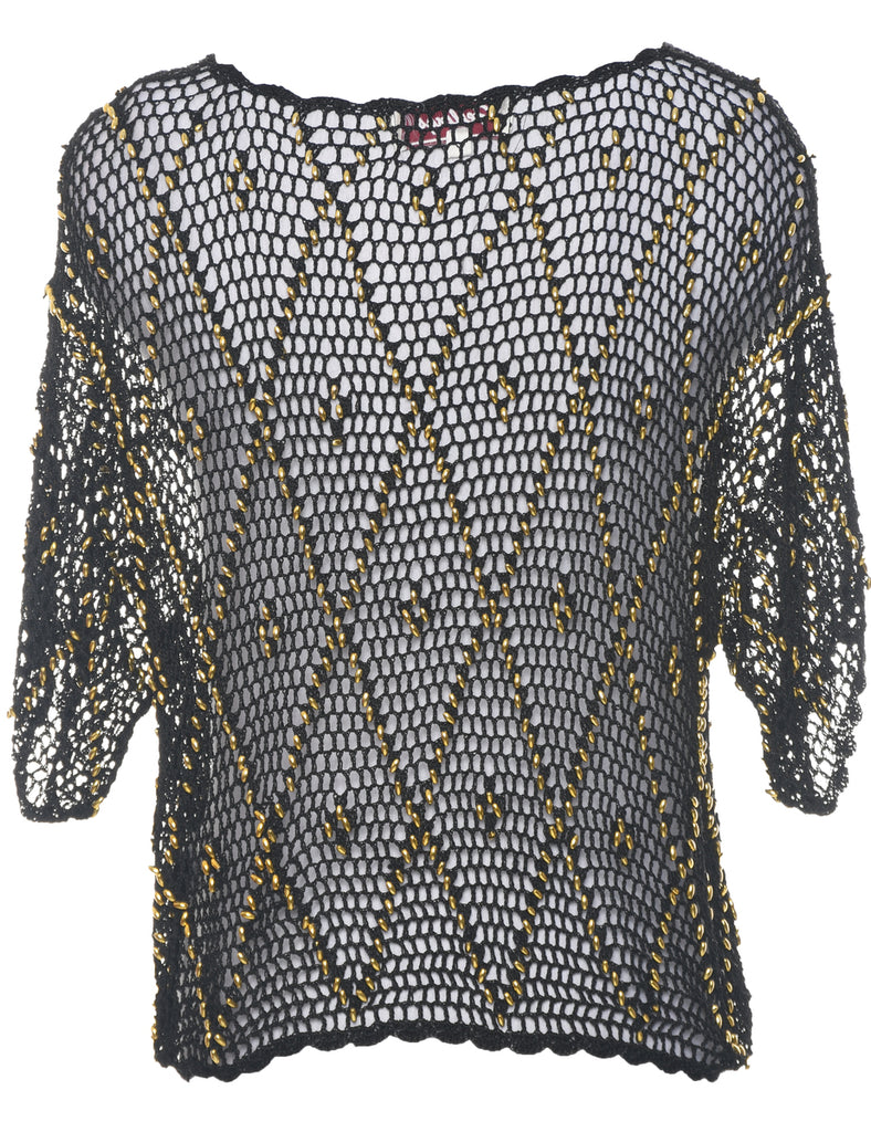 Beaded Crochet Evening Top - M