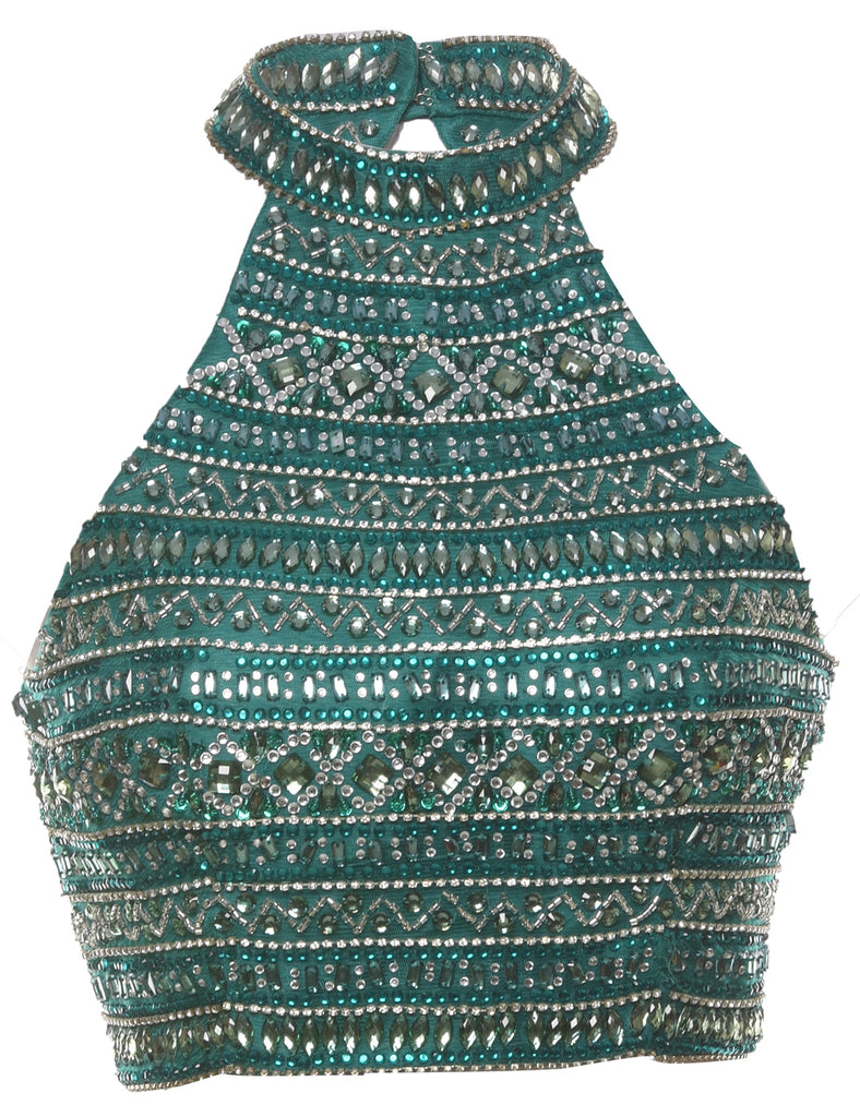 Beaded Dark Green Blouse - S
