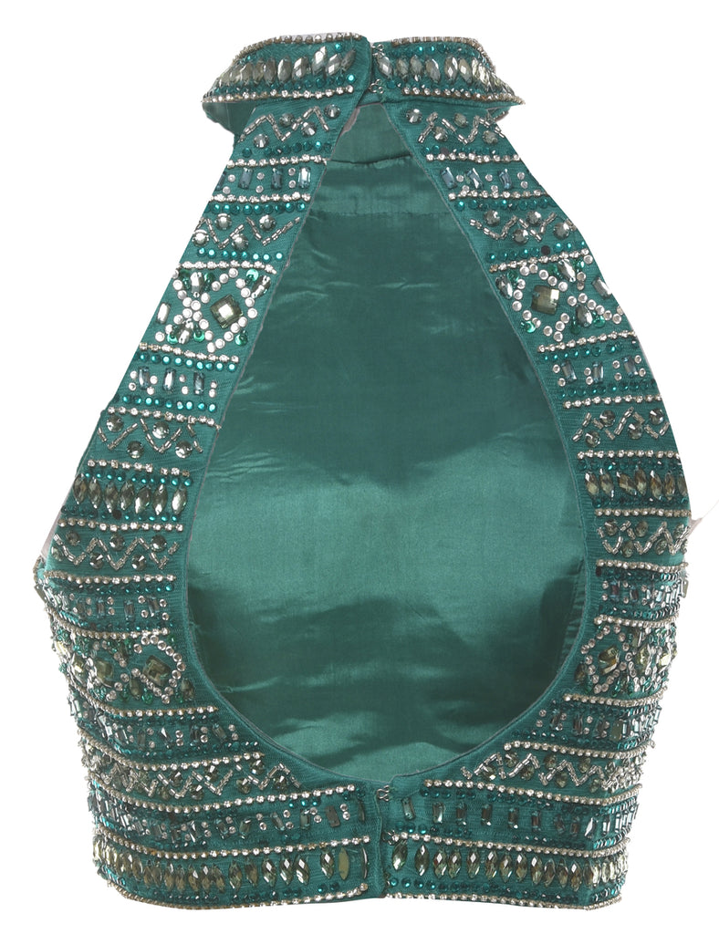 Beaded Dark Green Blouse - S