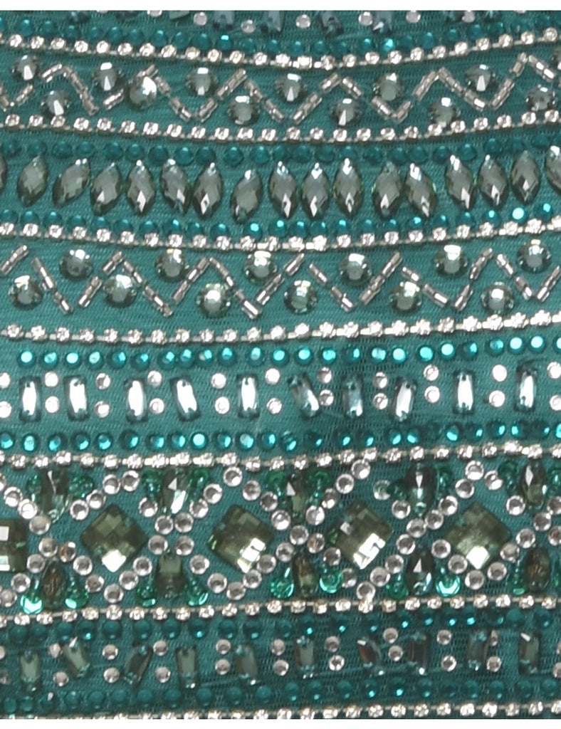 Beaded Dark Green Blouse - S