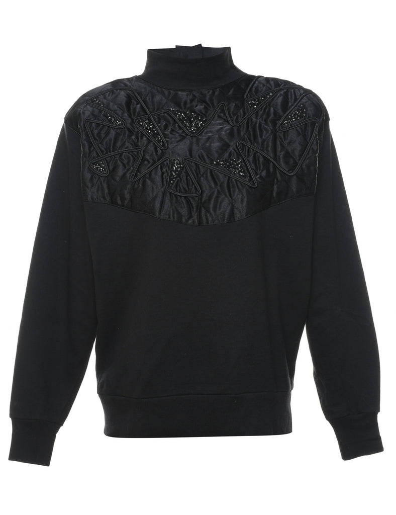 Beaded & Embellished High Neck Plain Sweatshirt - M
