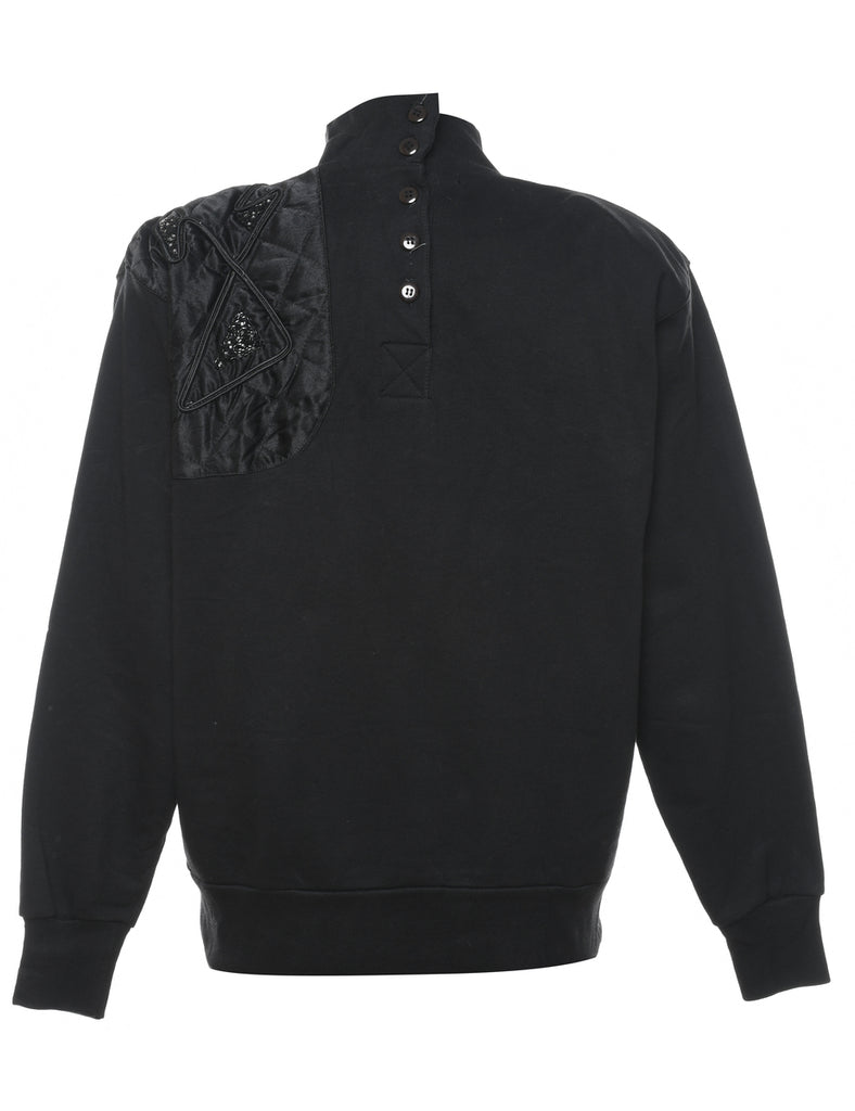 Beaded & Embellished High Neck Plain Sweatshirt - M