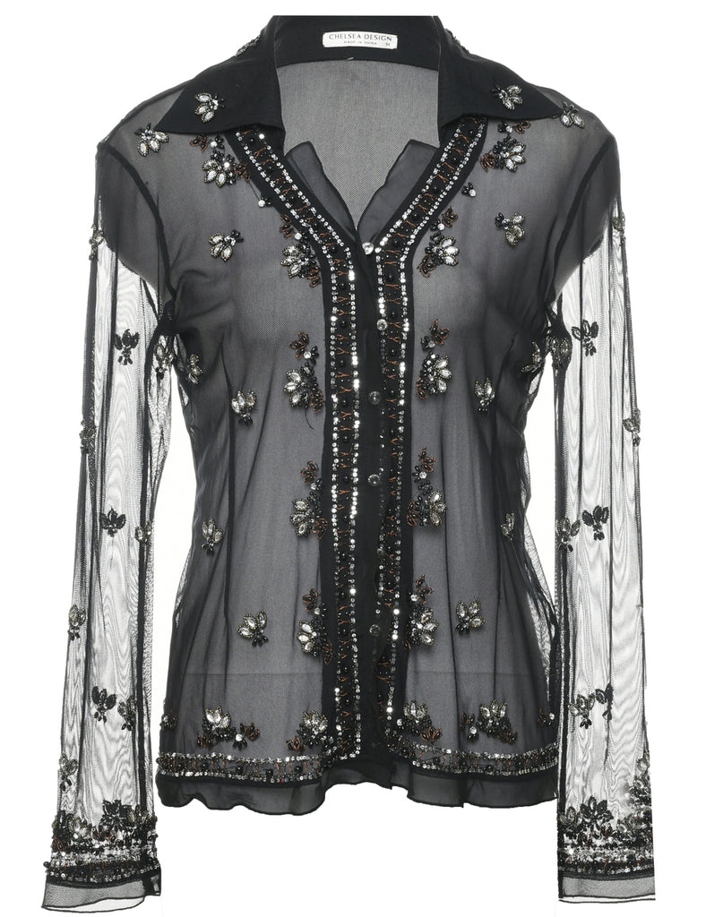 Beaded Evening Blouse - M