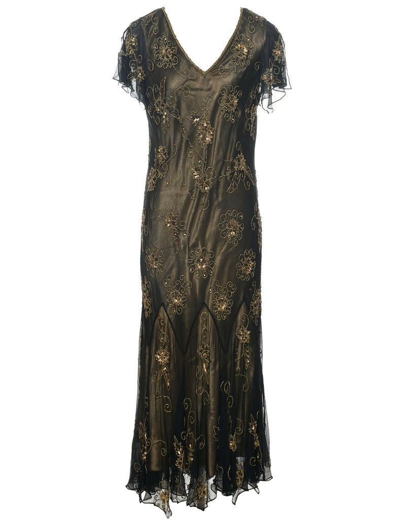 Beaded Evening Dress - L