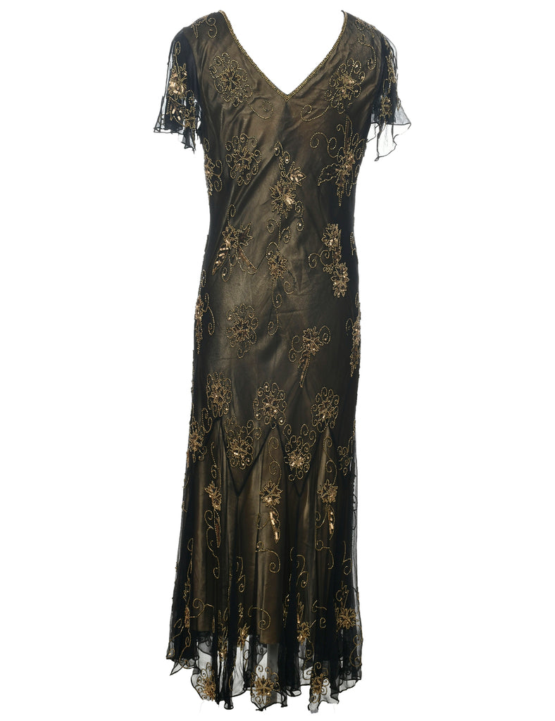 Beaded Evening Dress - L