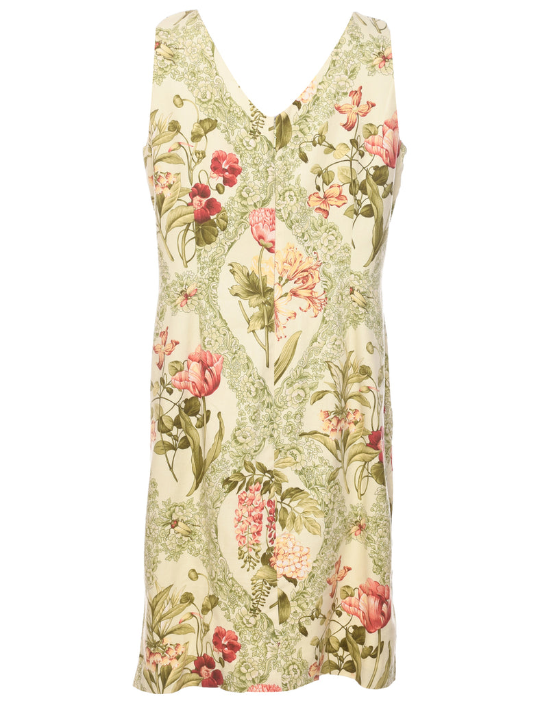 Beaded Floral Pattern Dress - L