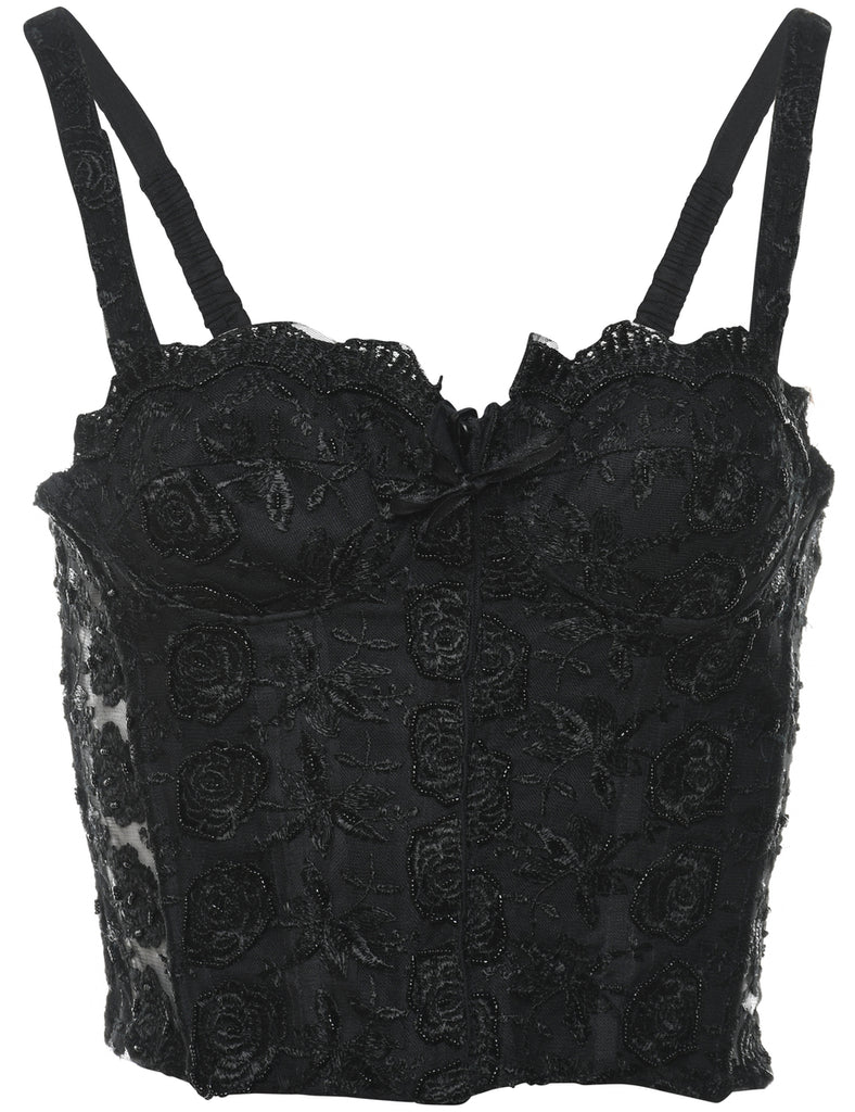 Beaded Floral Print Corset - S