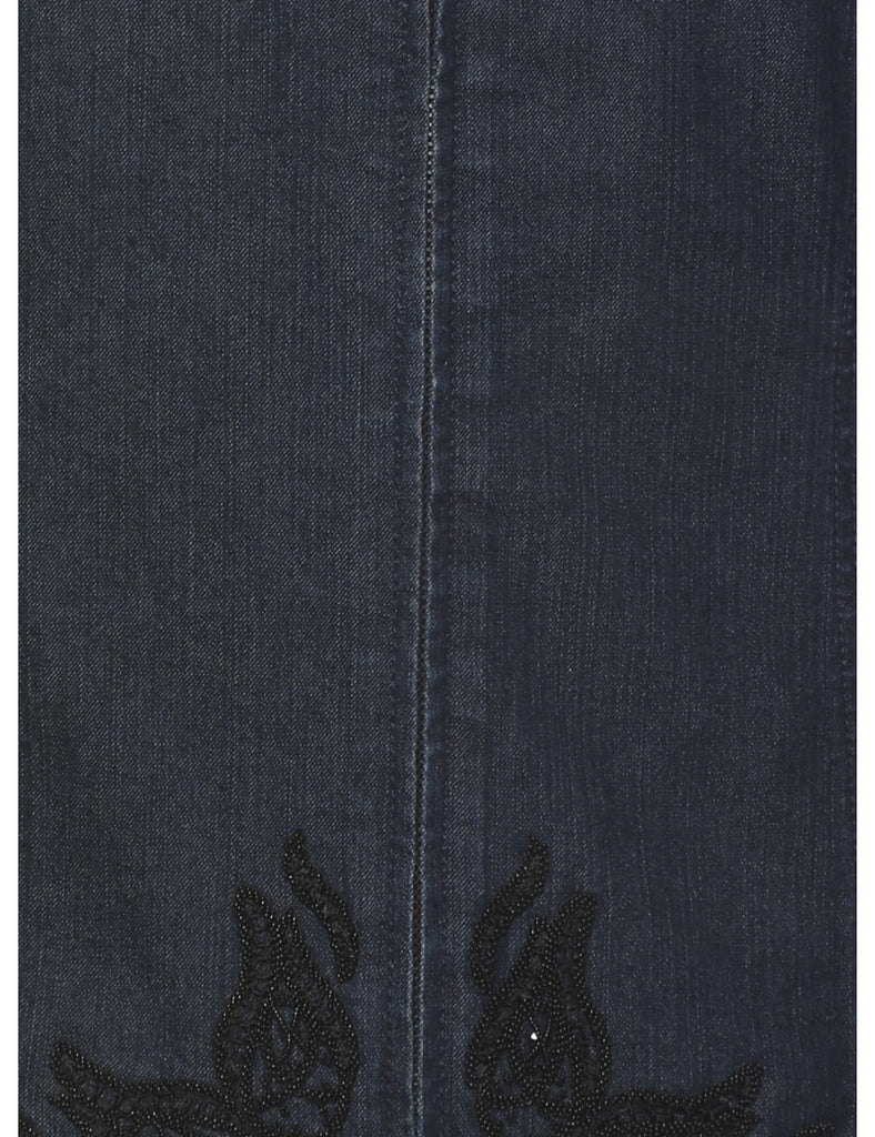 Beaded Indigo Denim Jacket - M