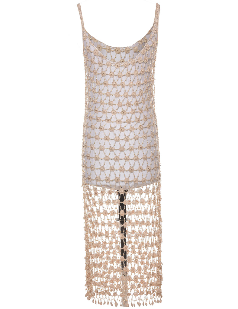 Beaded Light Brown Dress - S