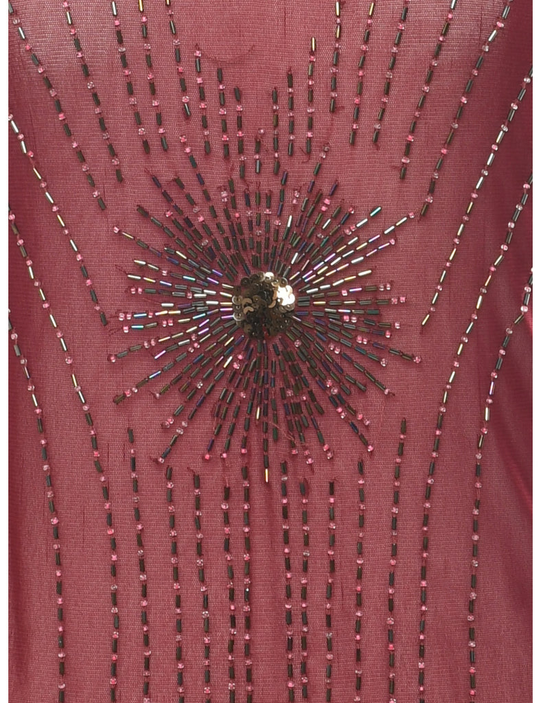 Beaded Maroon Evening Top - M