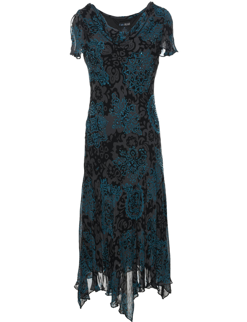 Beaded Medallion Print Dress - M