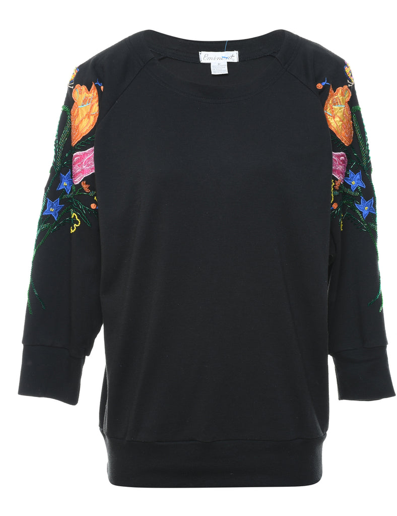 Beaded Multi-Colour Round Neck Sweatshirt - M