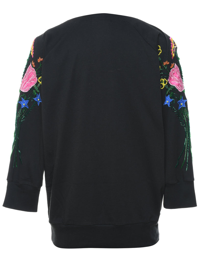 Beaded Multi-Colour Round Neck Sweatshirt - M