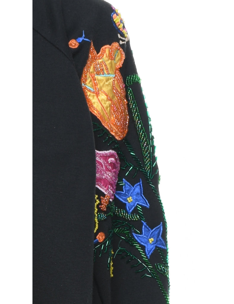 Beaded Multi-Colour Round Neck Sweatshirt - M