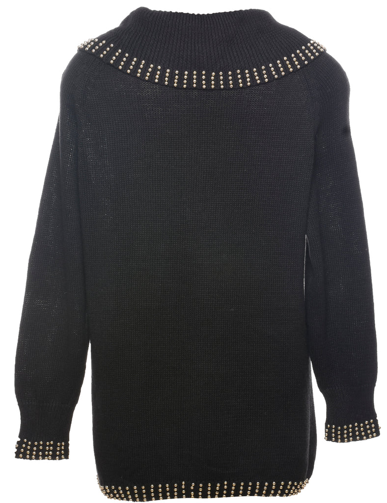 Beaded Turtleneck Jumper - M