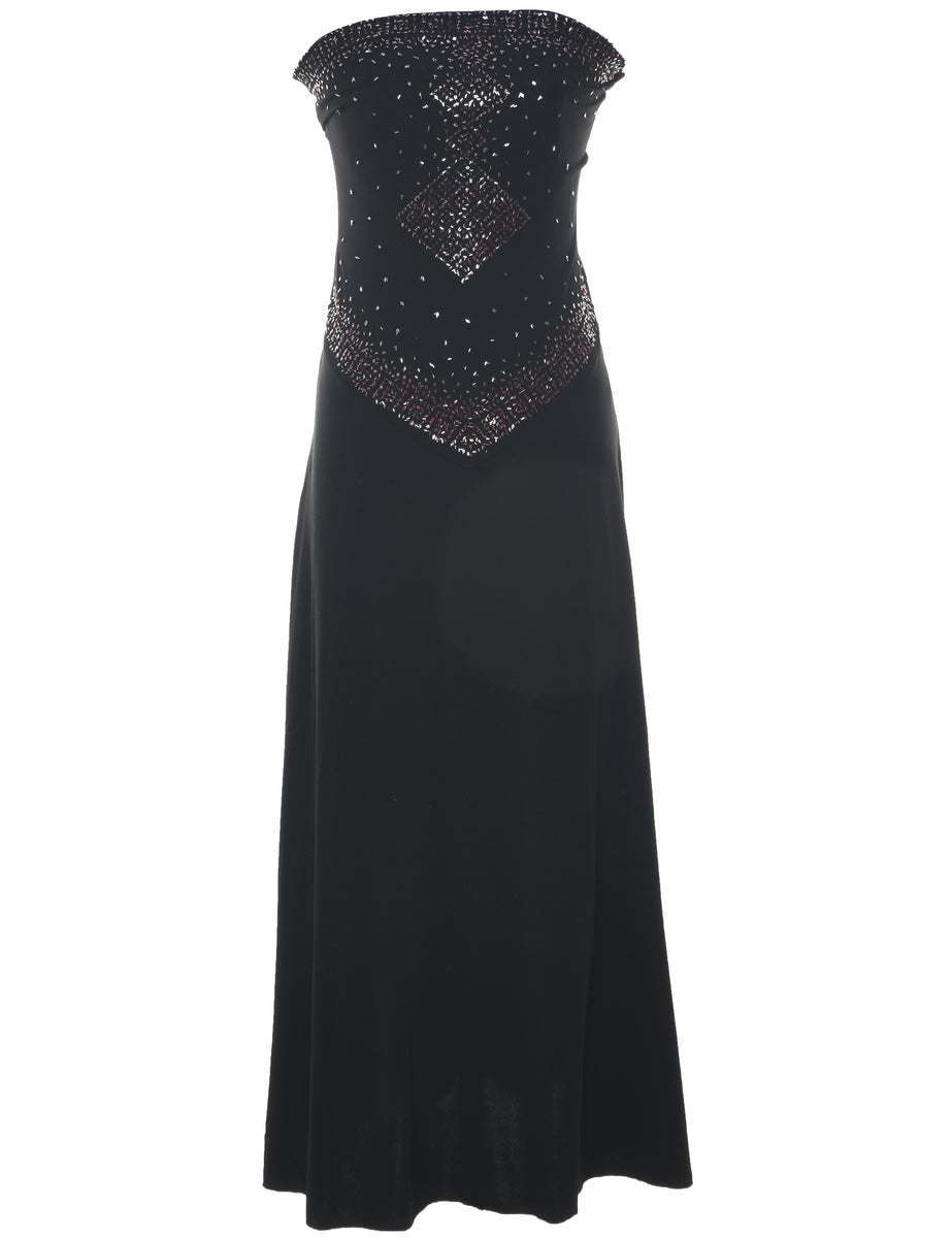 Women's Beaded Y2K Evening Dress Black, XS | Beyond Retro Women's Beaded Y2K Evening Dress Black, XS | Beyond Retro