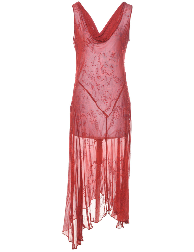 Beaded Y2K Sheer Maxi Dress - L