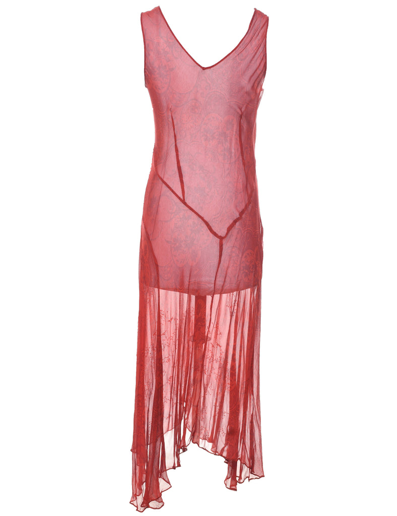 Beaded Y2K Sheer Maxi Dress - L
