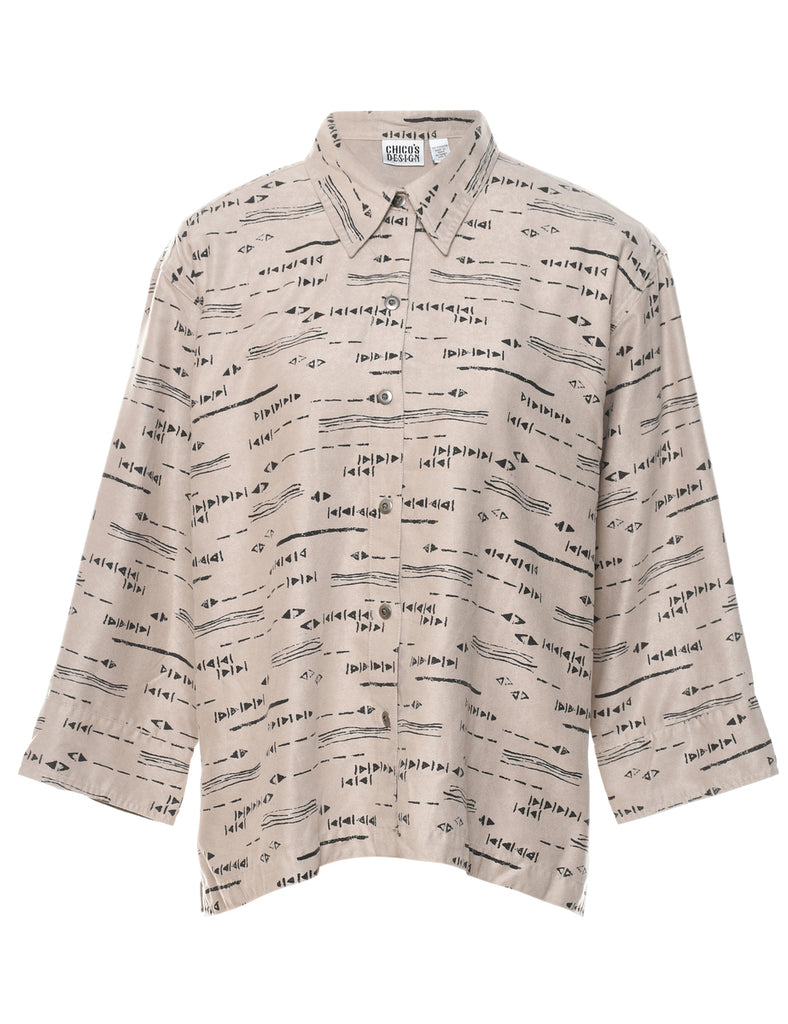 Beige & Black Patterned Shirt - XL