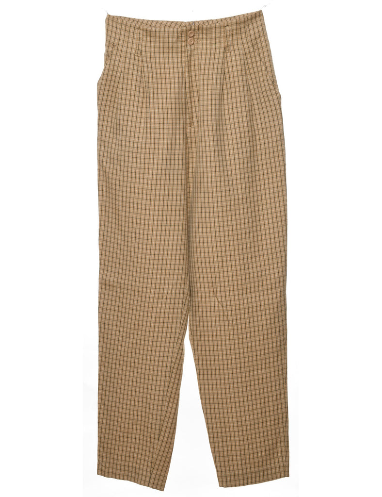 Beige Checked Trousers - W26 L29