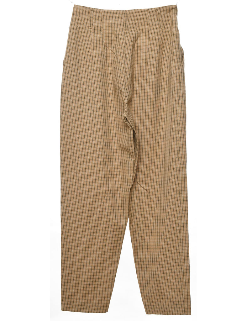 Beige Checked Trousers - W26 L29