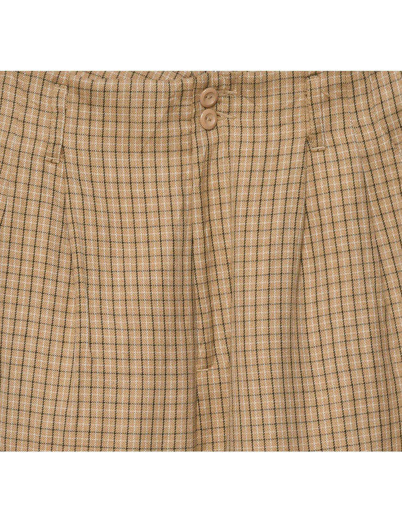 Beige Checked Trousers - W26 L29