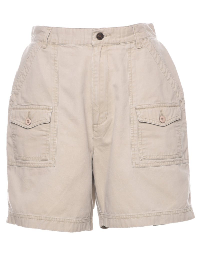 Beige Plain Cargo Shorts - W28 L6