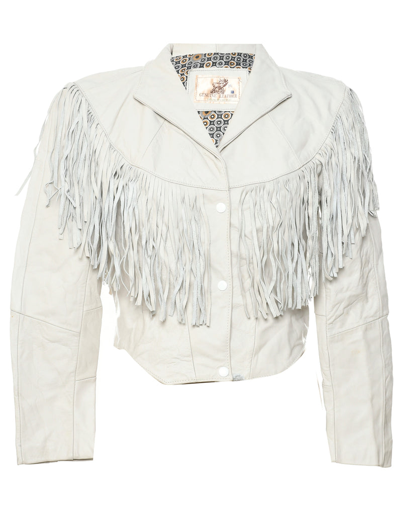 Biker Style Leather Jacket - M