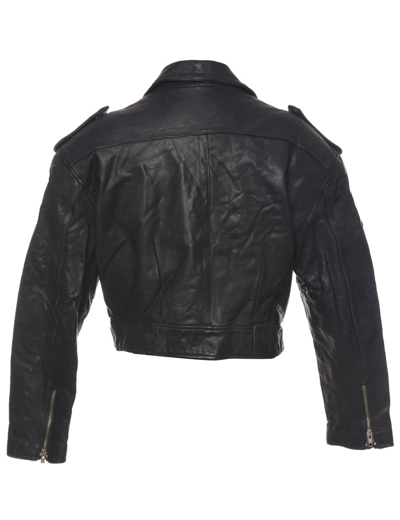Biker Style Leather Jacket - L