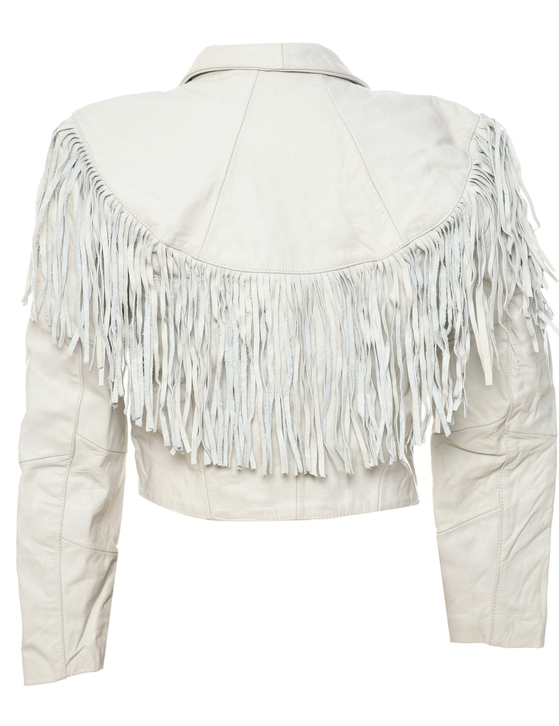 Biker Style Leather Jacket - M