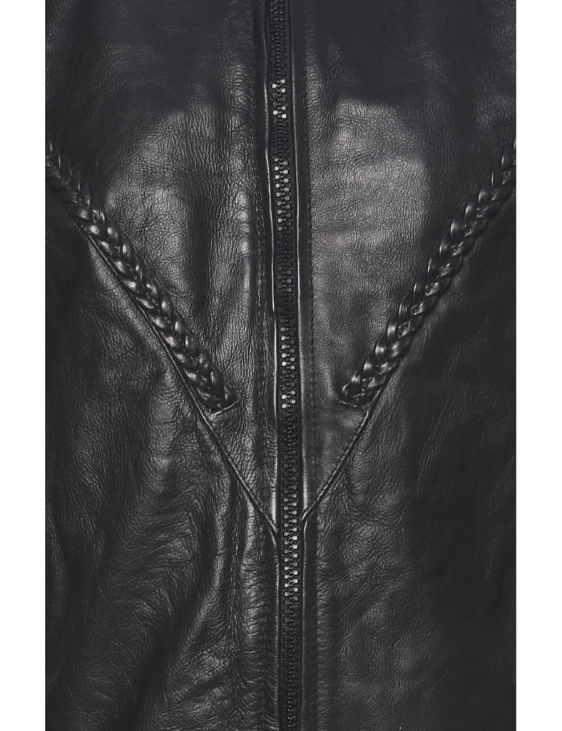 Biker Style Leather Jacket - L