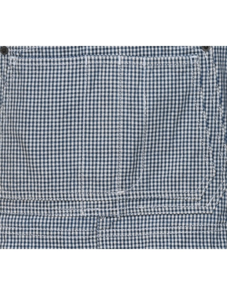 Bill Blass 1990s Blue & White Gingham Dungarees - W36 L5
